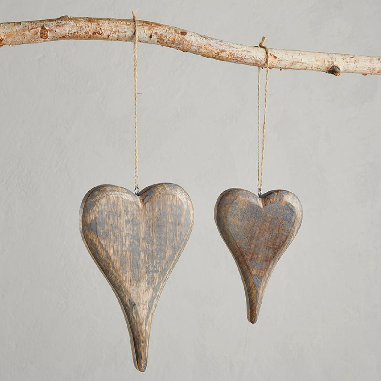 Dark Gray Wooden Hearts