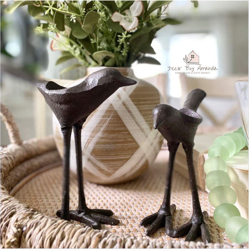 Cast Iron Bird Tea Light Holders, Set of 2