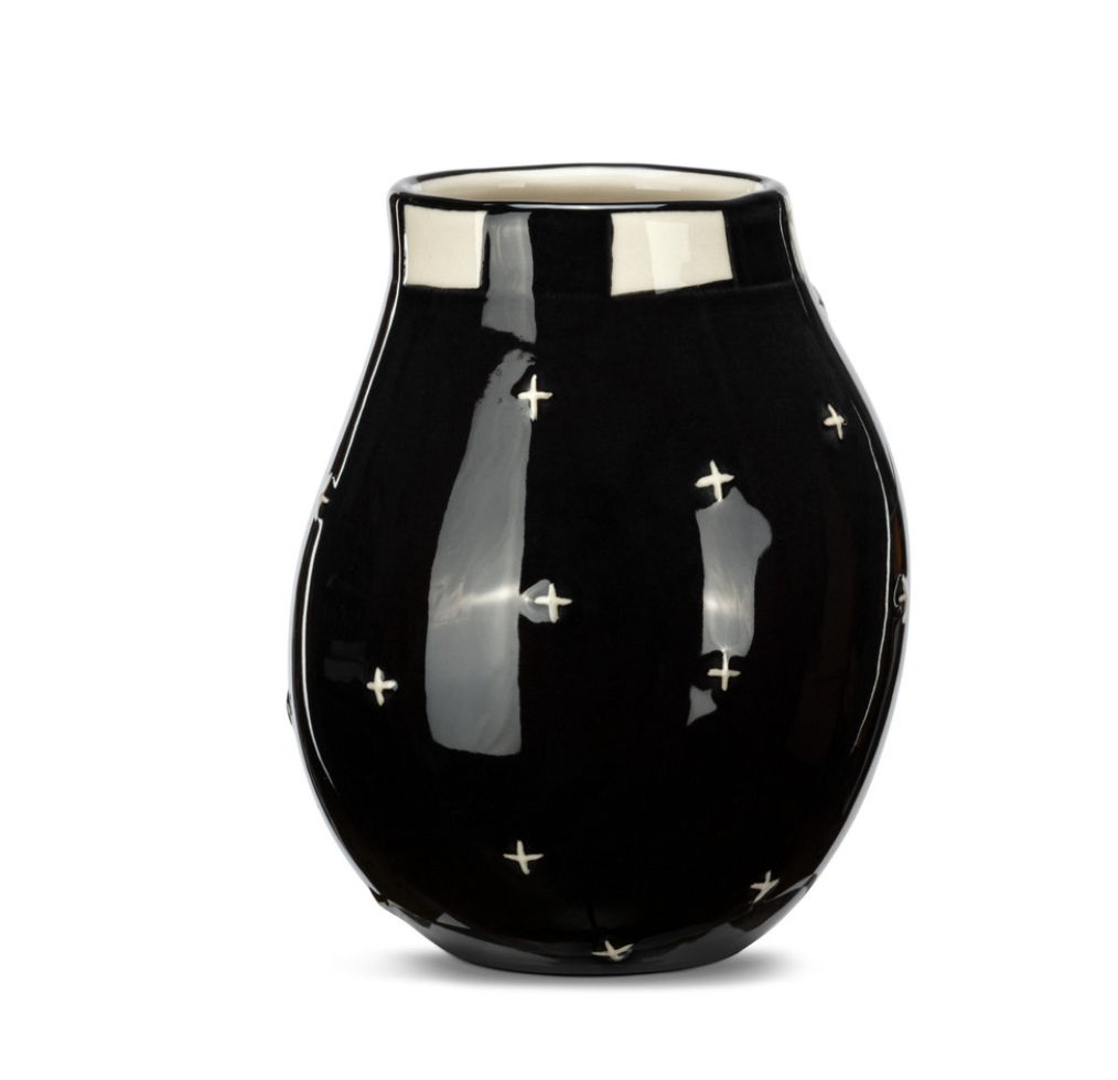 Red Heart & Black Mini Vase
