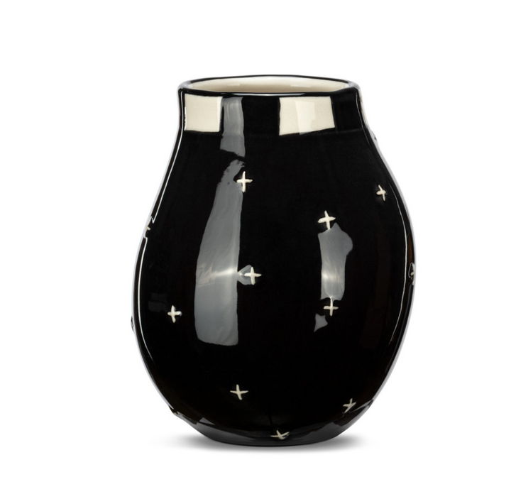 Red Heart & Black Mini Vase