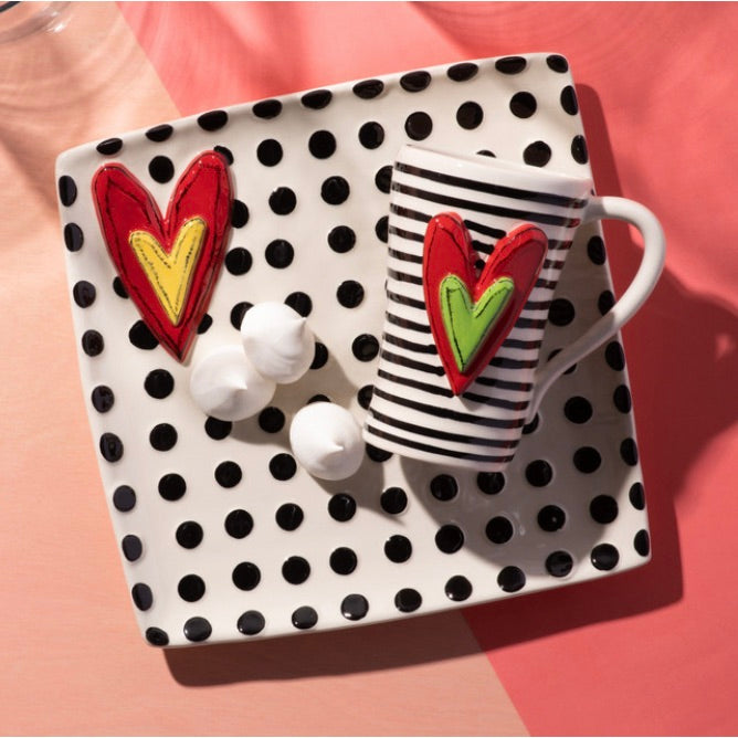 black and white tea cup and saucer set