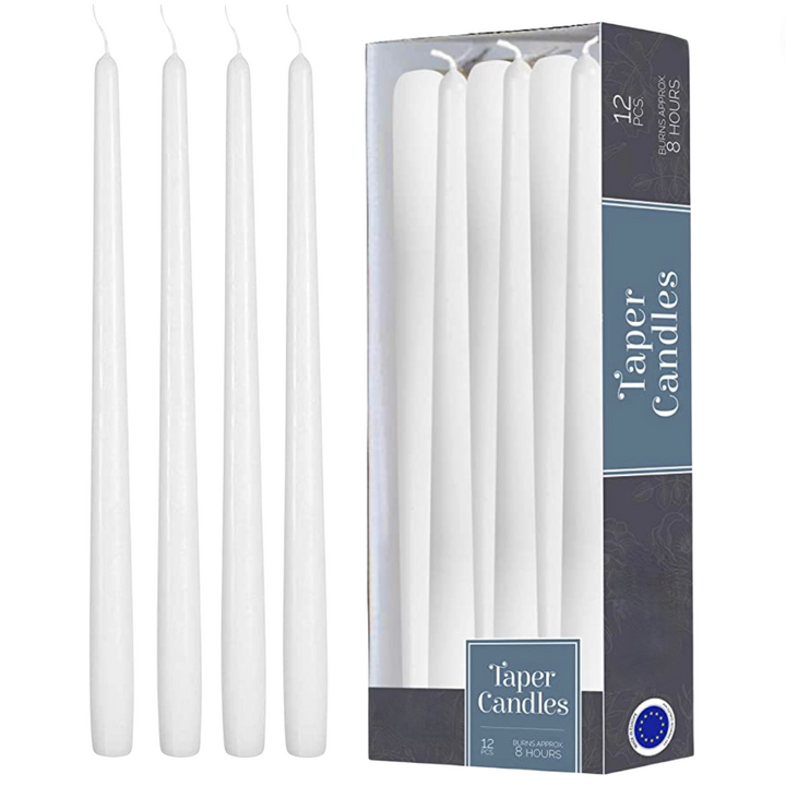 10" White Taper Candles Box/12