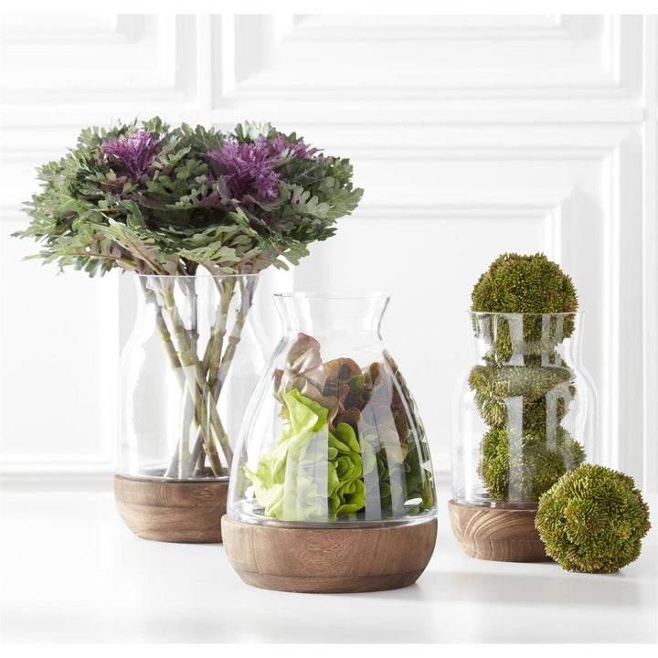 Wood Base Glass Vases