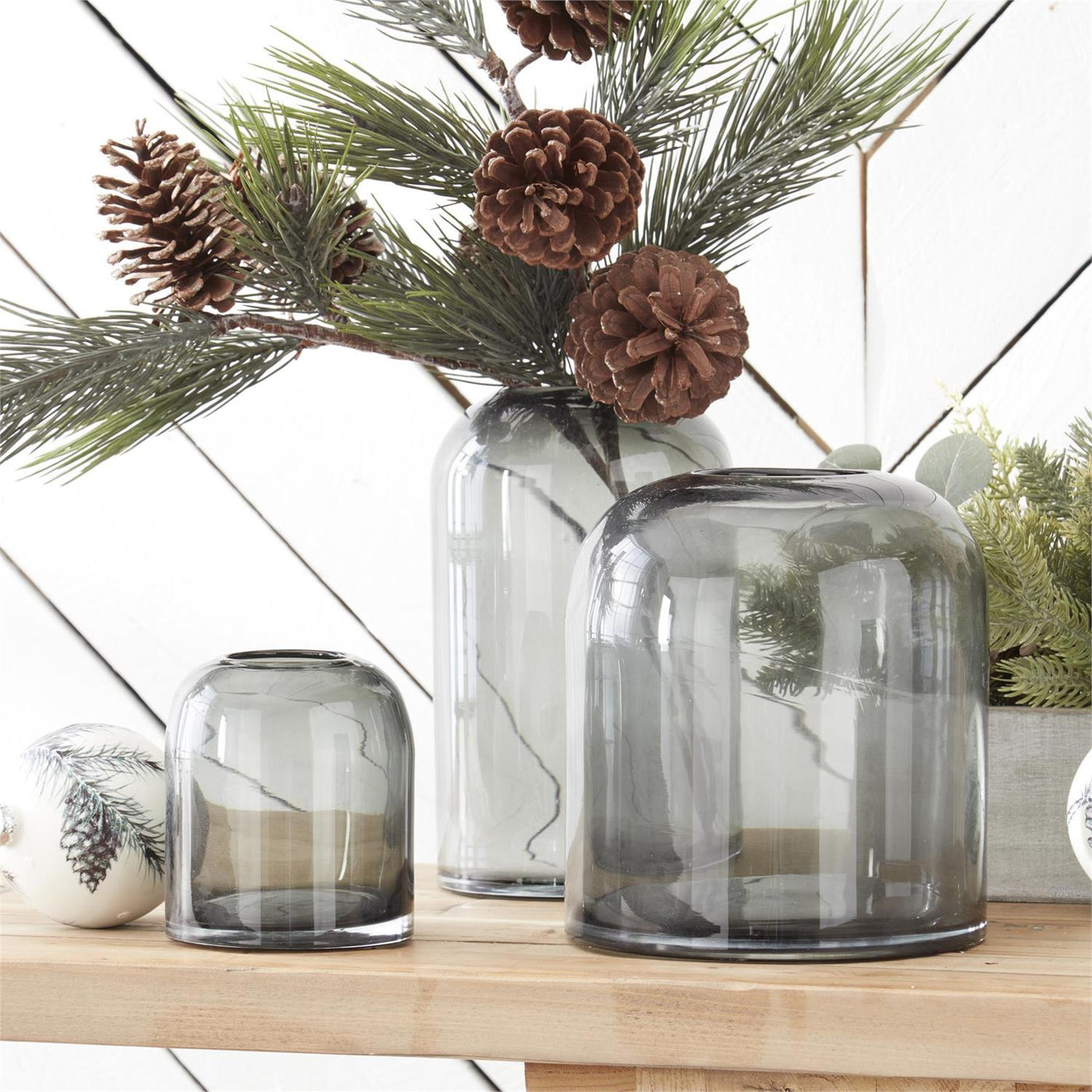 Gray Transparent Glass Vases