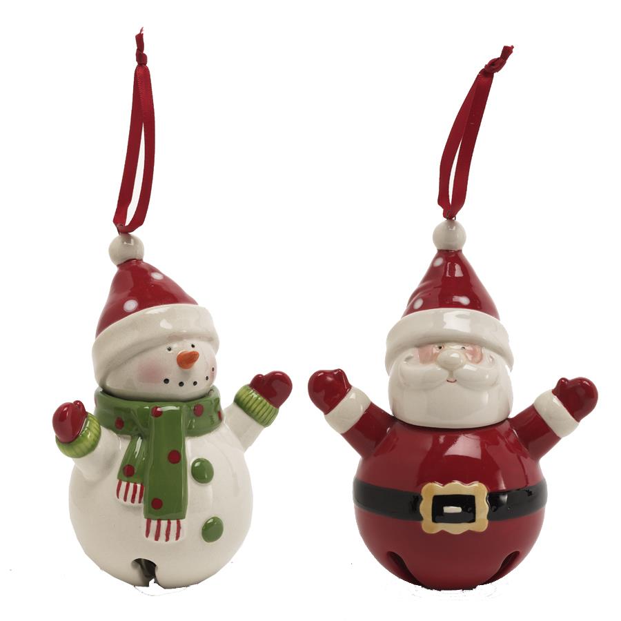 Snowman With Arms Up Bell Ornament