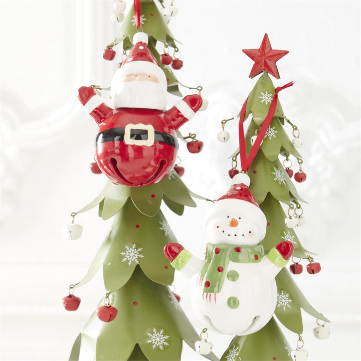 Snowman With Arms Up Bell Ornament
