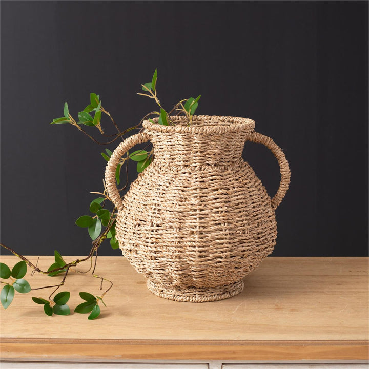 Handwoven Seagrass Vase with Handles