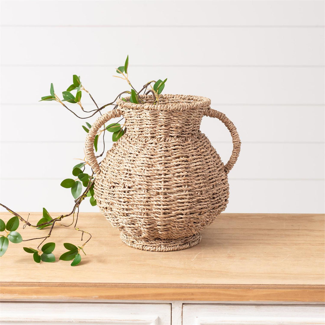 Handwoven Seagrass Vase with Handles