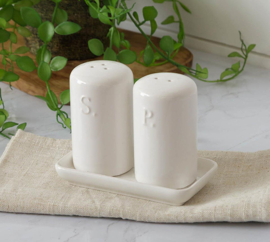 White Cottage Salt & Pepper Shaker Set