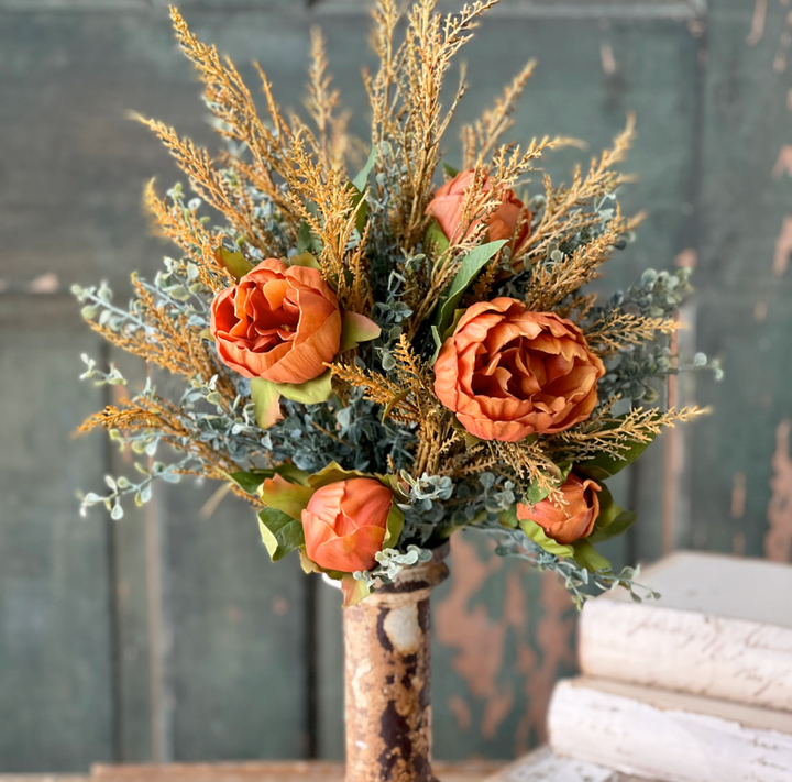 Real Touch Persimmon Peony Blooms