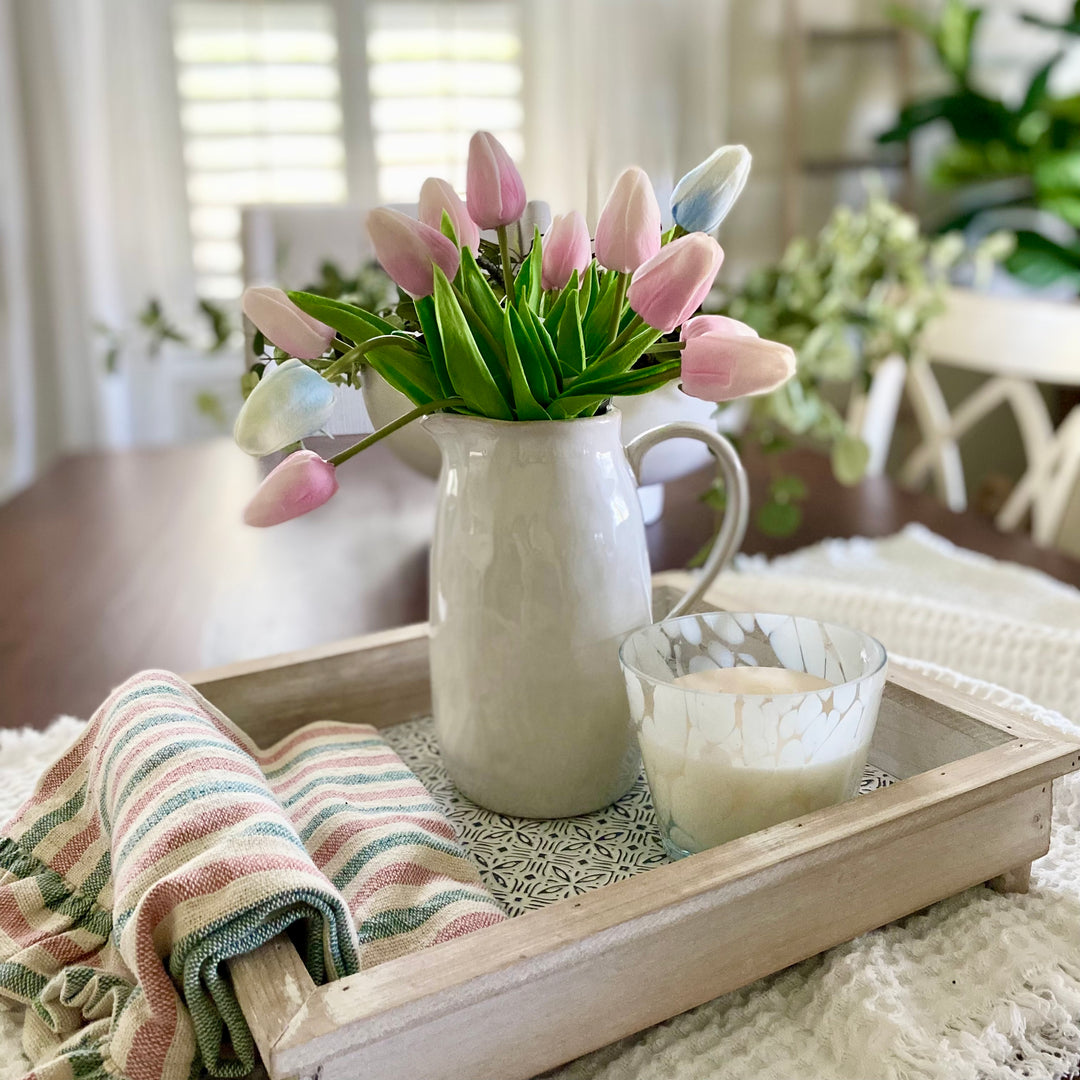 Set/6 Pink Real Touch Tulip Stems