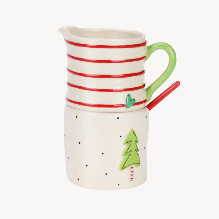 Christmas Creamer & Sugar Stacking Set