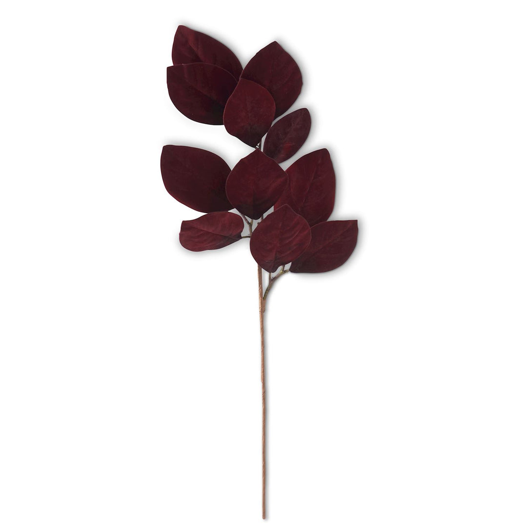 Set/4 Burgundy Velvet Magnolia Leaf Sprays