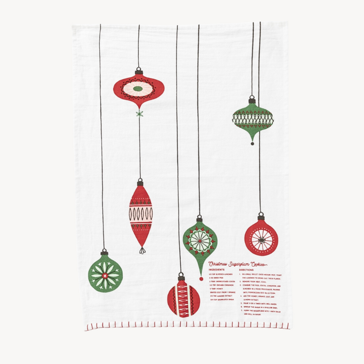 Christmas Sugarplum Cookie Recipe Tea Towel
