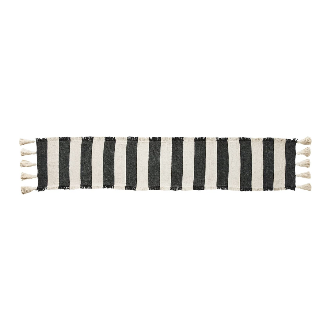 Black & Ivory Chunky Tassels Table Runners