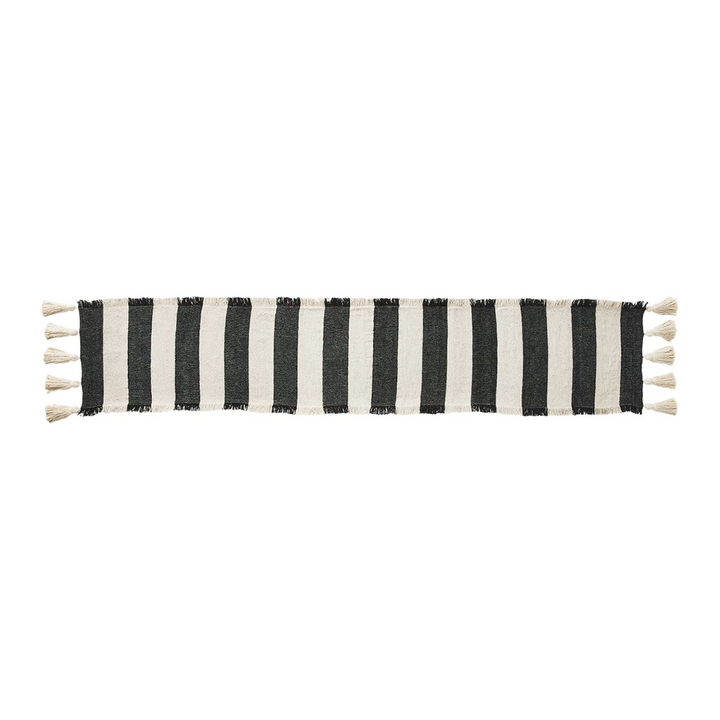 Black & Ivory Chunky Tassels Table Runners