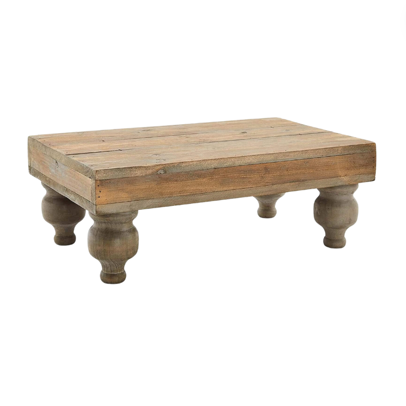 Rustic Planked-Pinewood Footed Serving Stand
