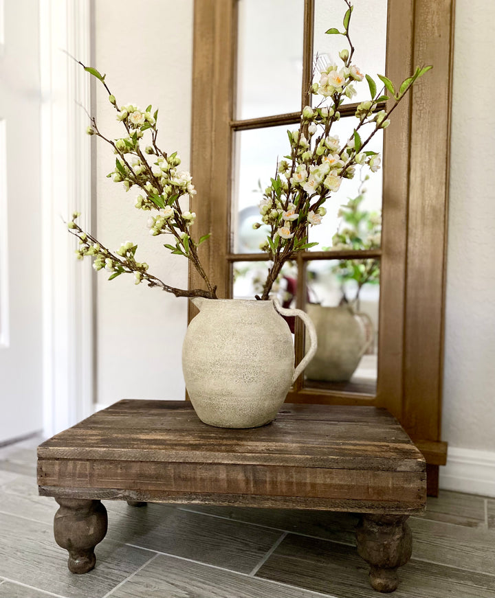 Rustic Planked-Pinewood Footed Serving Stand