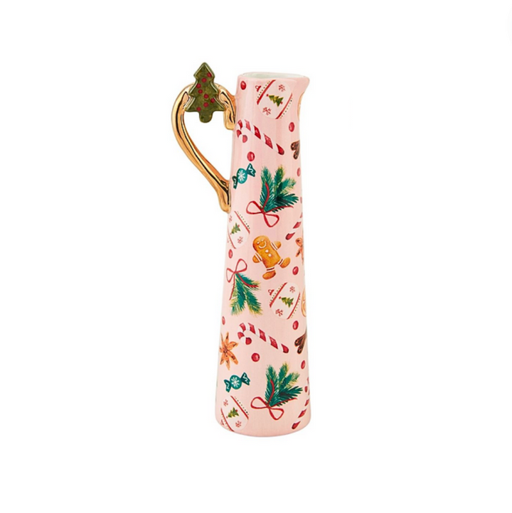 Set/3 Christmas Pattern Pitcher-Style Bud Vases