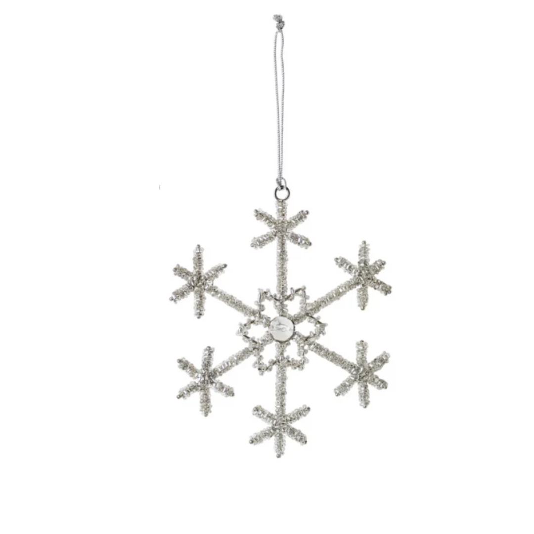 Decorative snowflake ornament on a white background