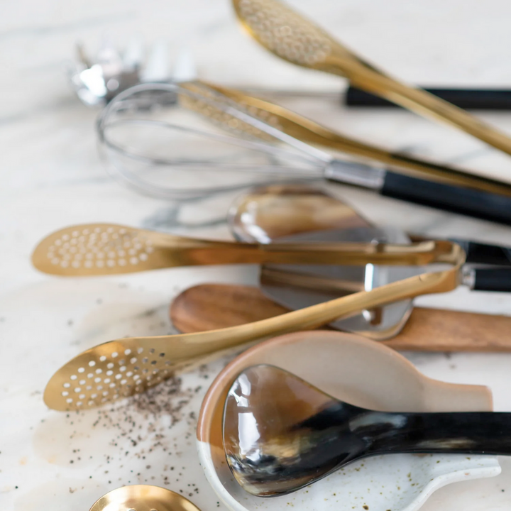 Gold Finish Slotted Tongs