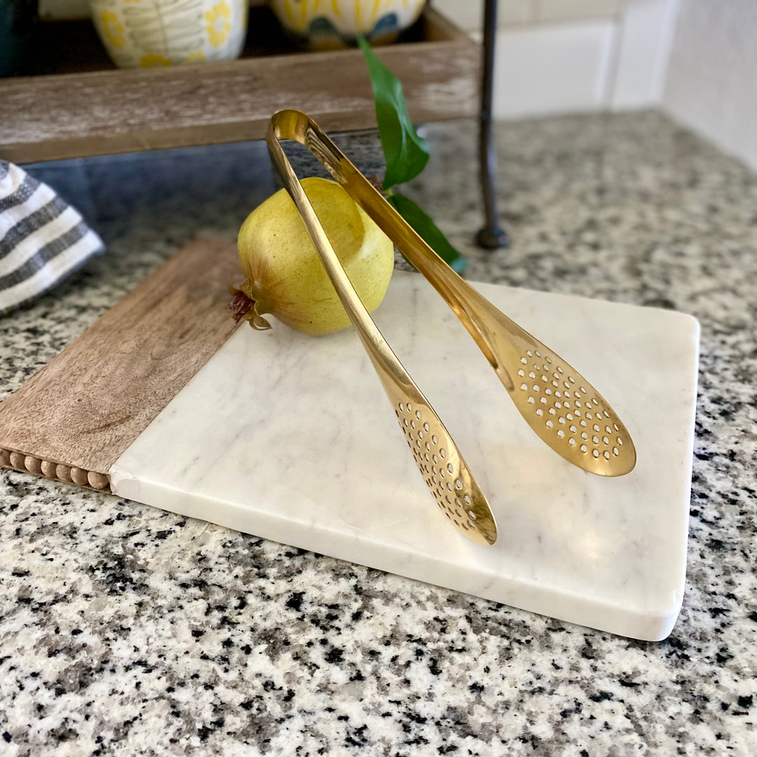 Gold Finish Slotted Tongs