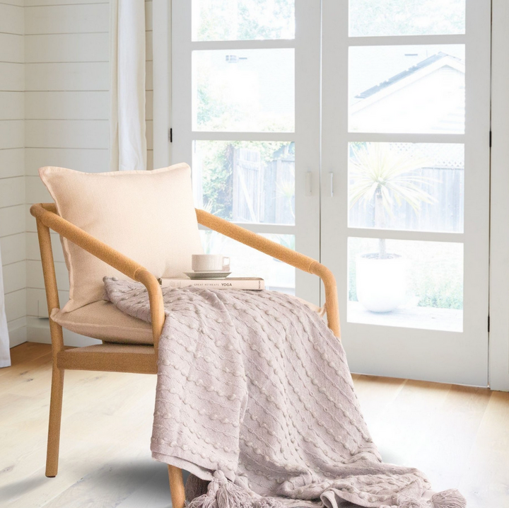 Gray Cora Corded Throw Blanket with Tassels