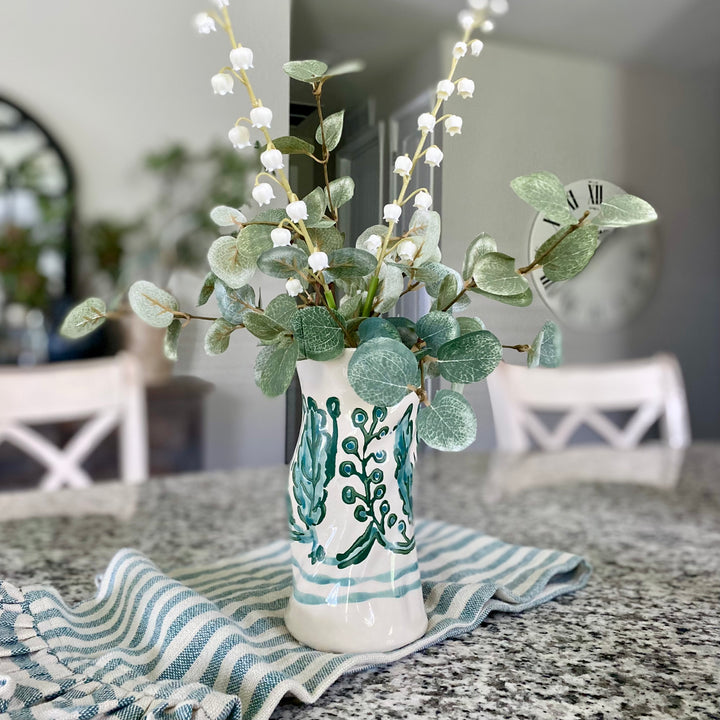 Set/2 Hand-Painted Stoneware Vases