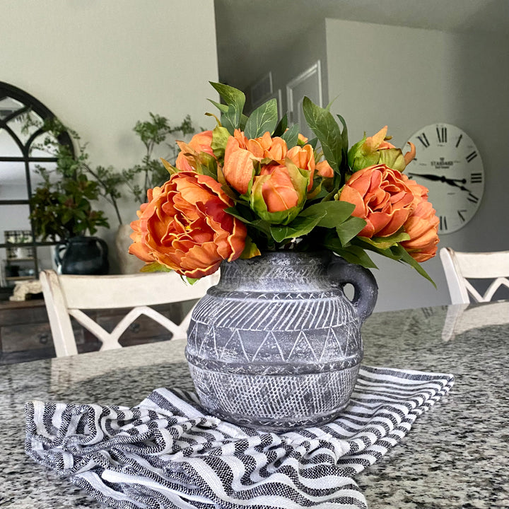 Handmade Boho-Vintage Gray Terracotta Vase