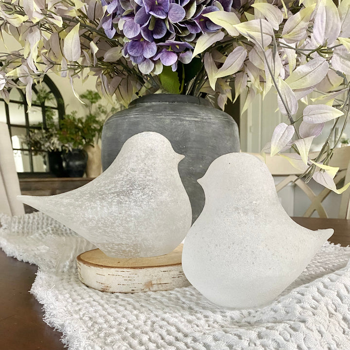 White Frosted Glass Birds