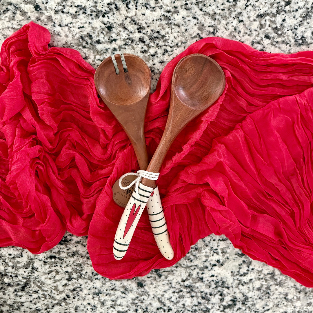 Red Heart Serving Utensil Set