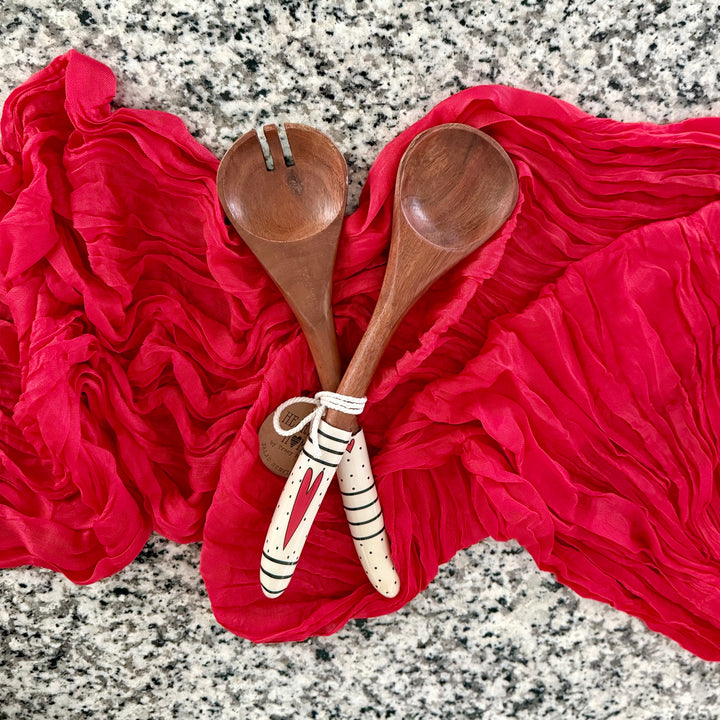 Red Heart Serving Utensil Set