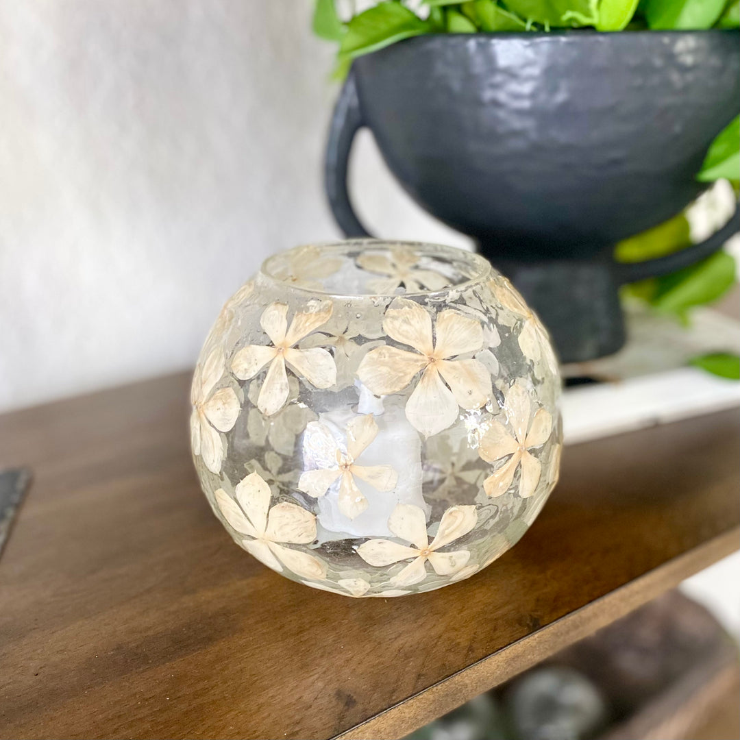 Dried Floral Glass Bowl