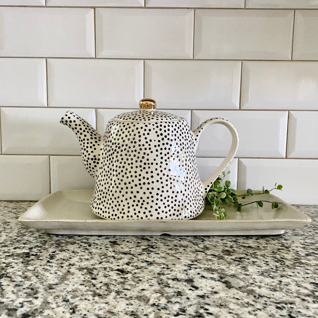 Glitzy Stoneware Teapot