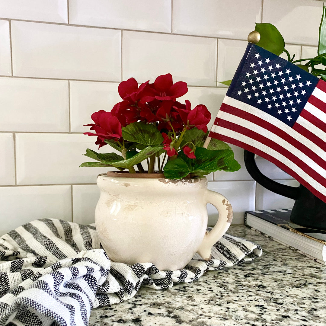 Glazed Ceramic Flower Pots With Handles