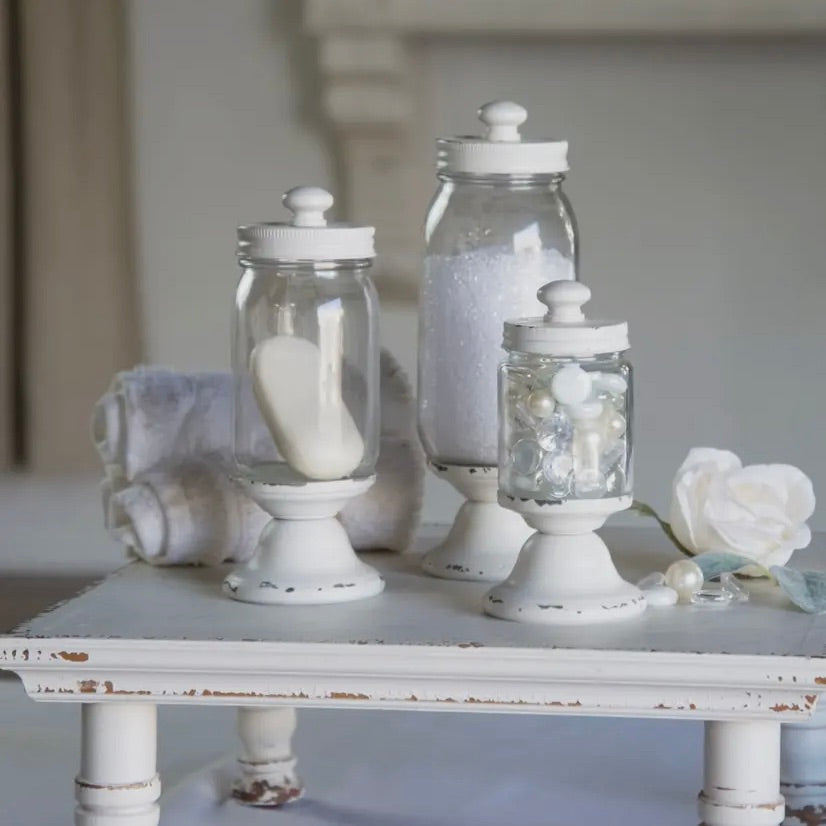 Set/3 Distressed Apothecary Glass Canisters