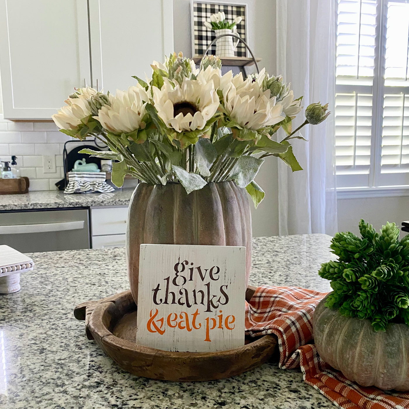 Give Thanks & Eat Pie Wood Sign