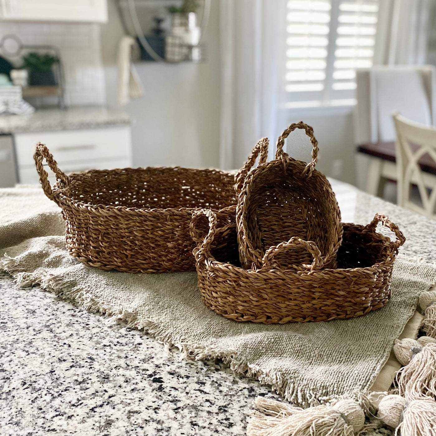 S/3 Natural Seagrass Baskets