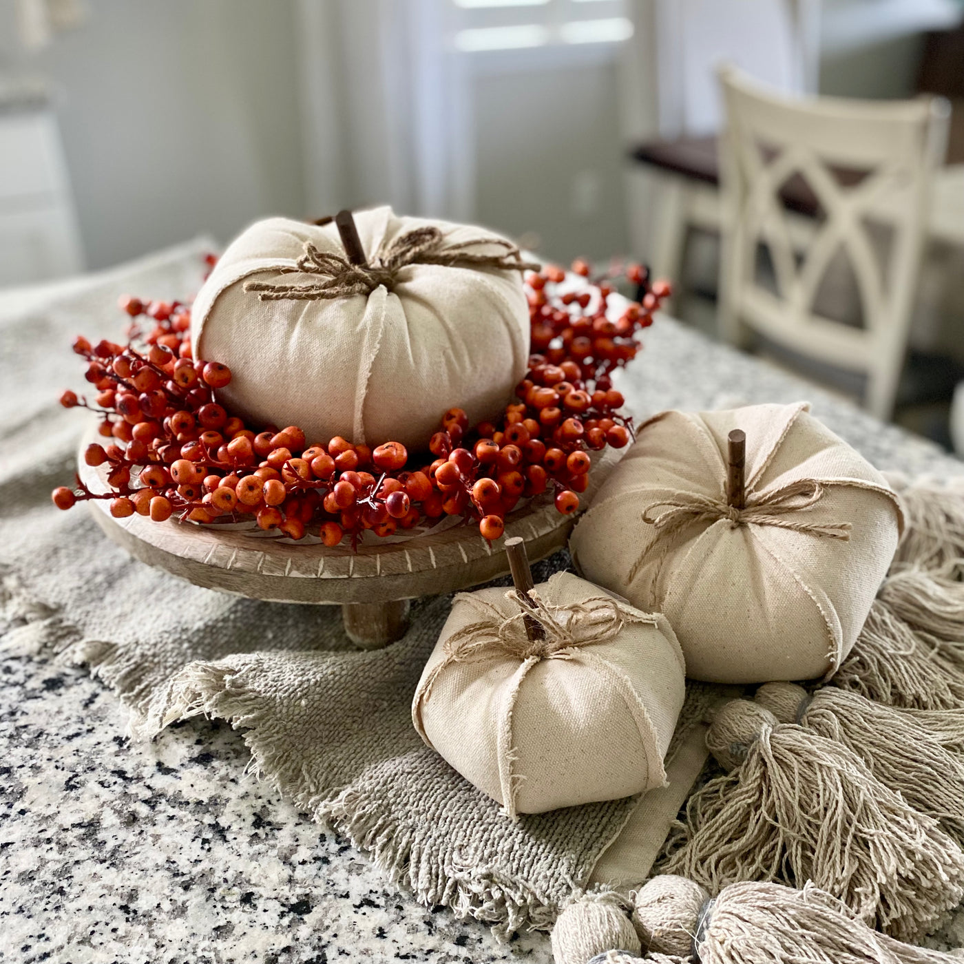 S/3 Canvas Stuffed Pumpkins