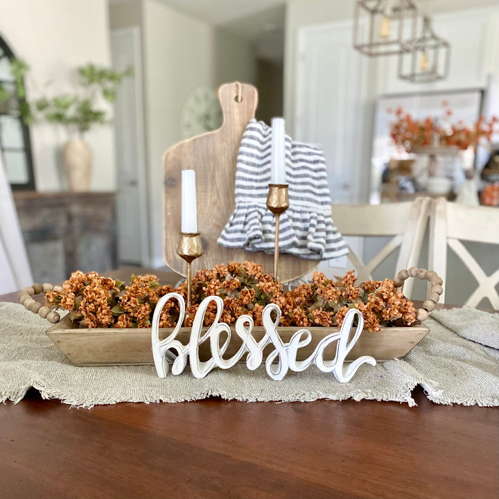 Wooden Tray With Beaded Handles