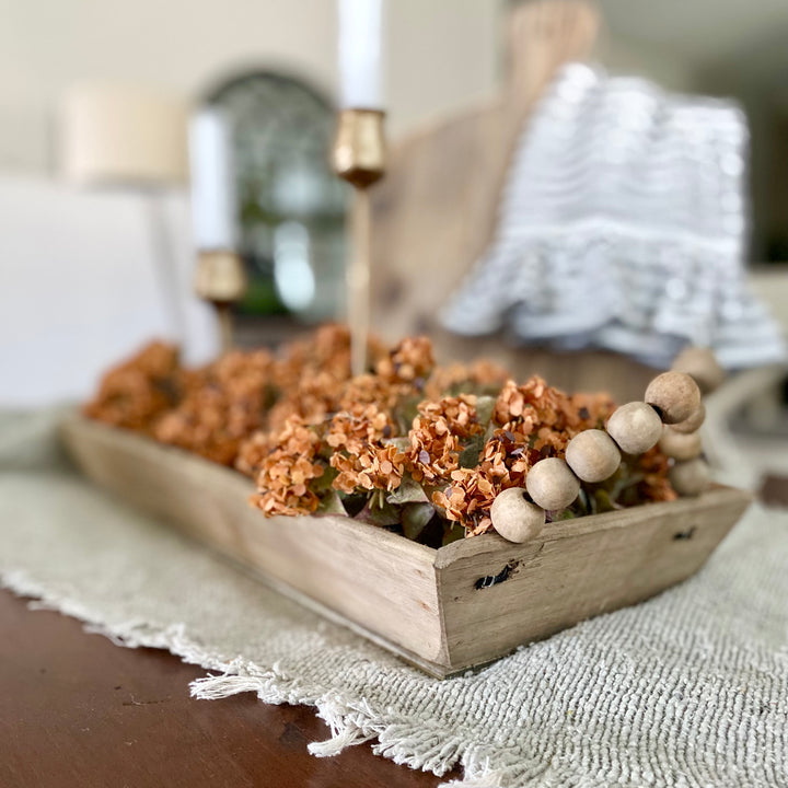 Wooden Tray With Beaded Handles