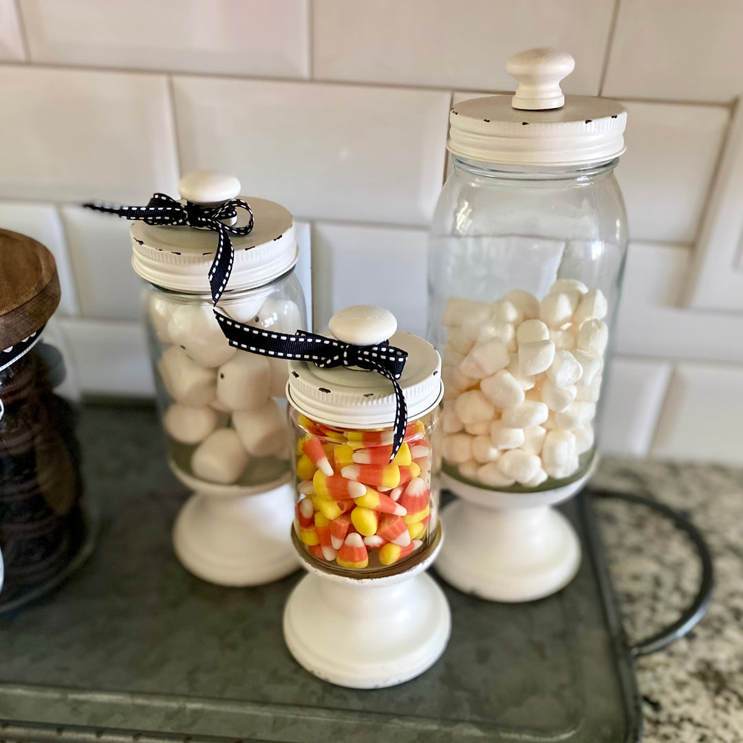 Set/3 Distressed Apothecary Glass Canisters