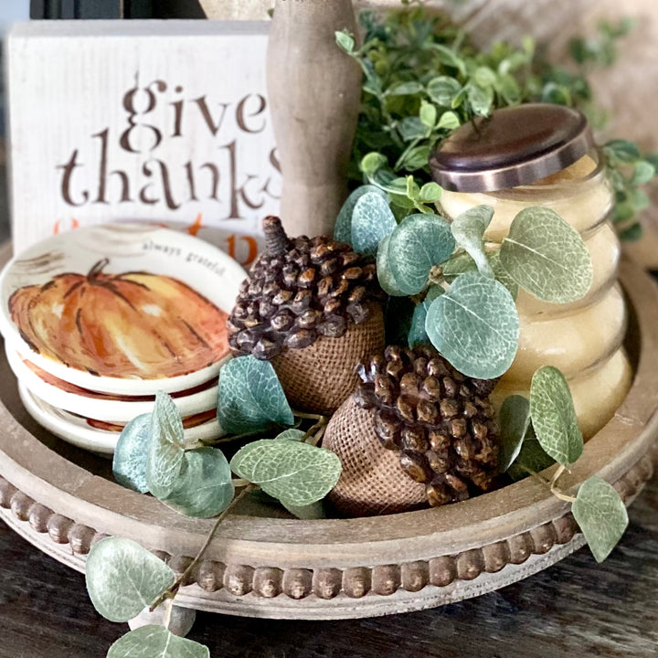 Set/3 Acorns With Pine Cone Tops