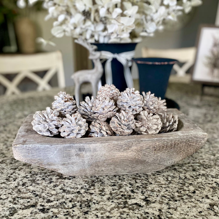 Box/24 White Glitter Pine Cones