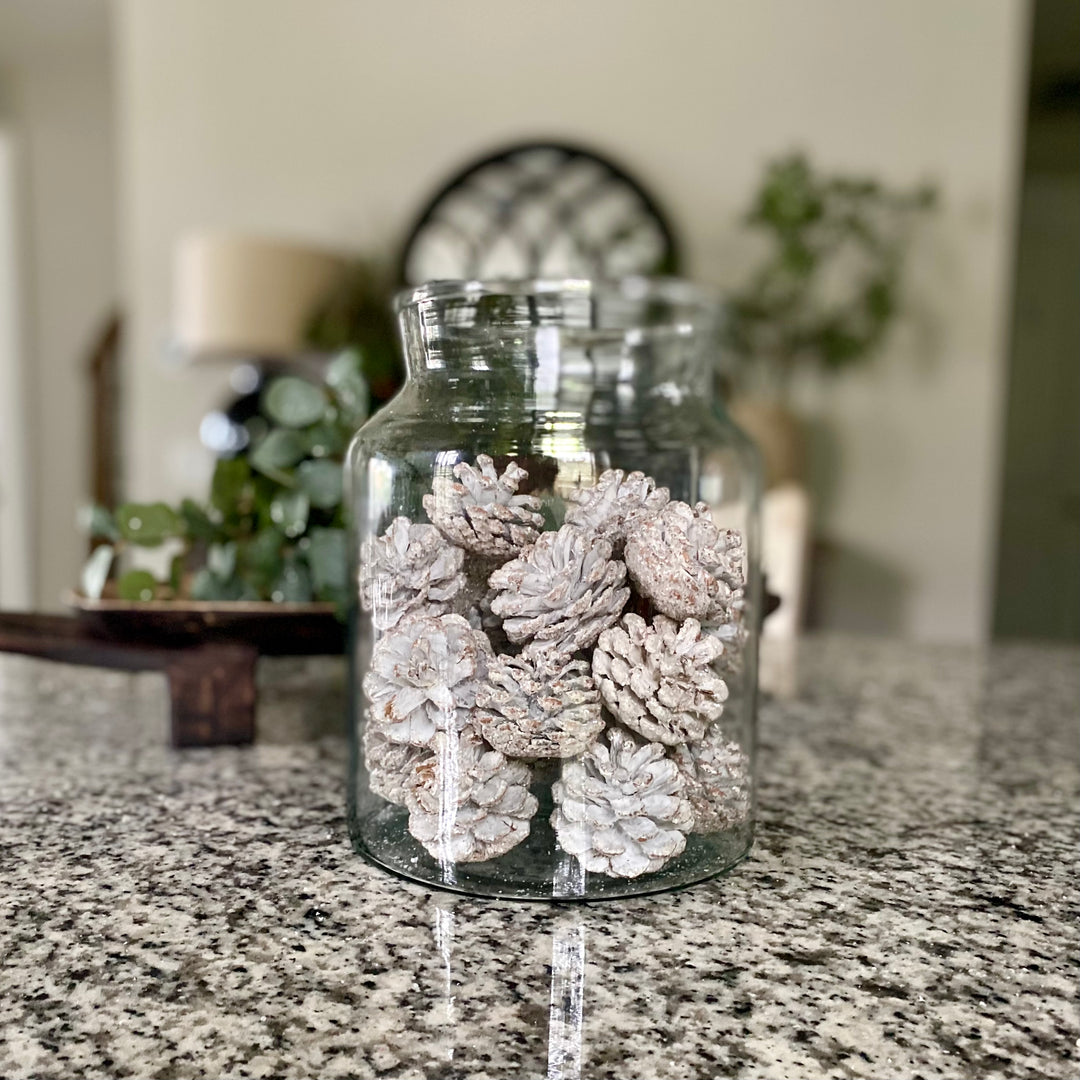 Box/24 White Glitter Pine Cones