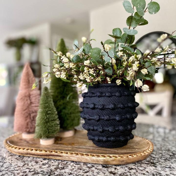 Black Textured Knot Cement Vase