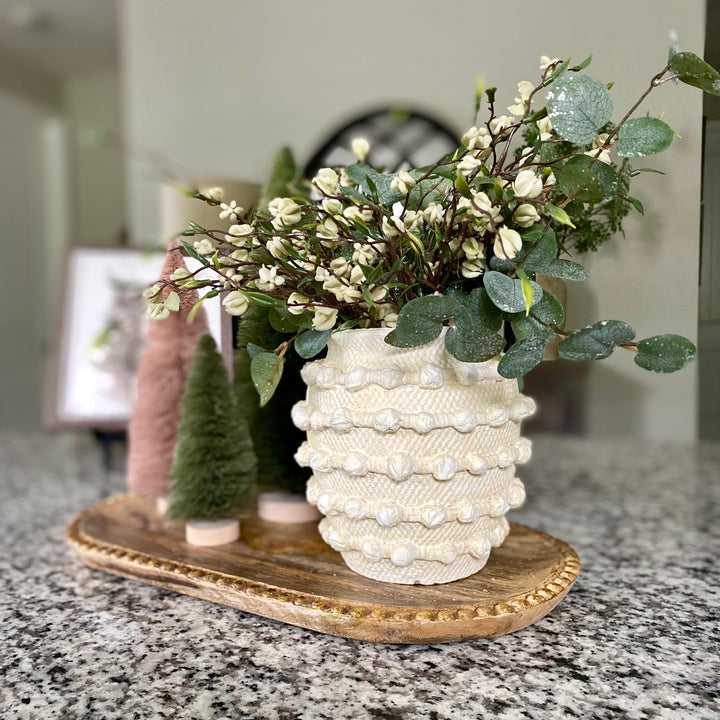 Ivory Textured Knot Cement Vase