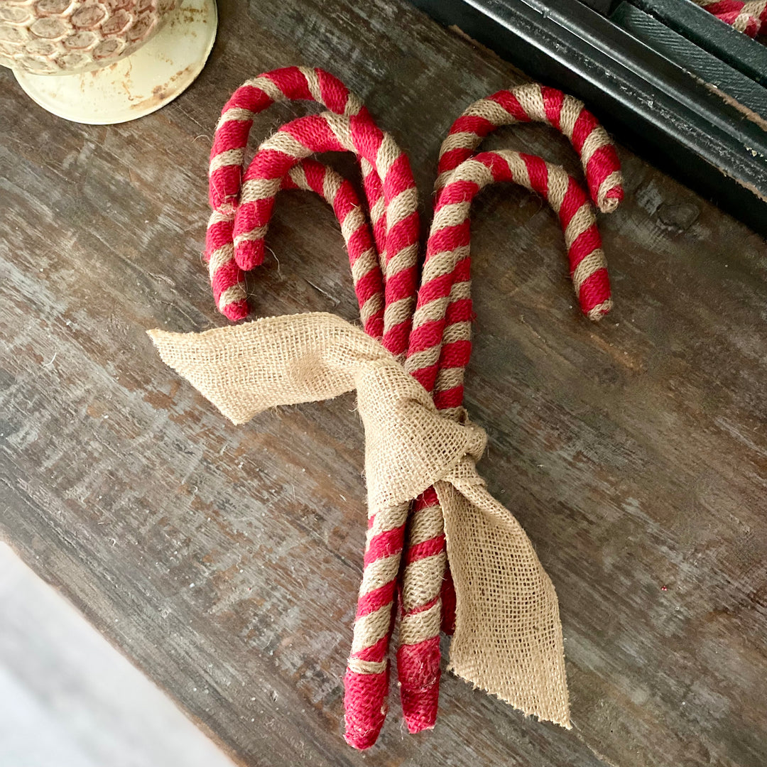 Set/5 Burlap Candy Canes