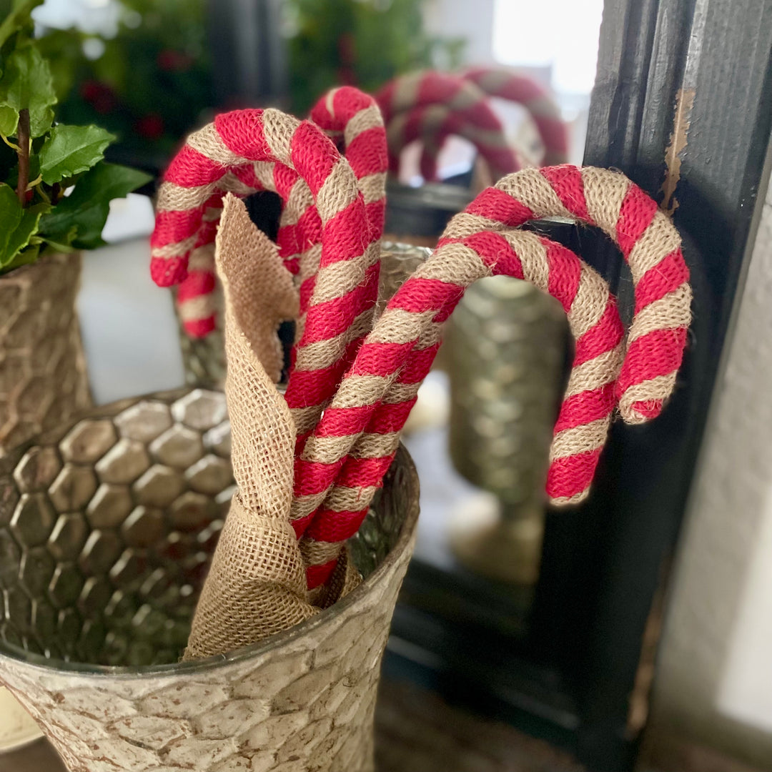 Set/5 Burlap Candy Canes