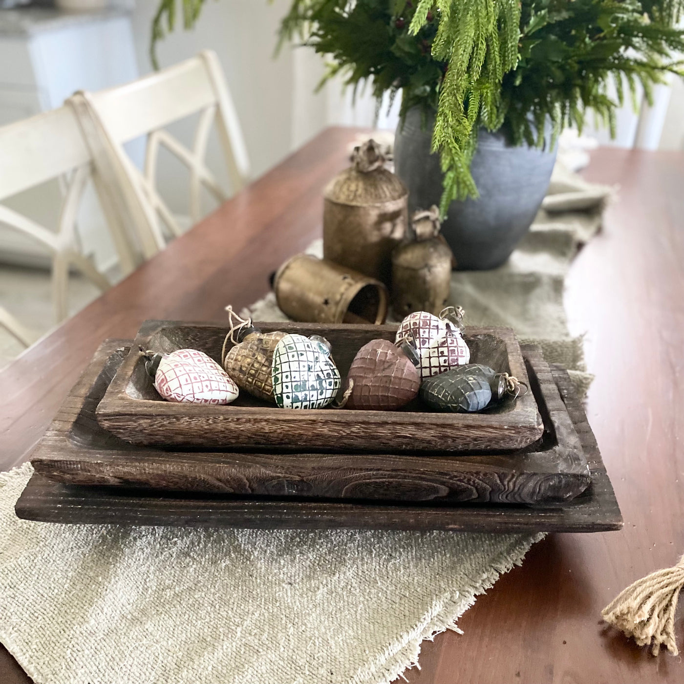Carved Rectangular Wood Trays
